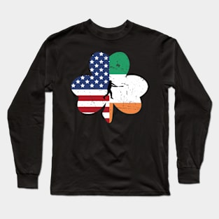 American Irish Baseball Shamrock St Patricks Day Long Sleeve T-Shirt